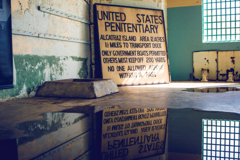 alcatraz prison sign inside jail
